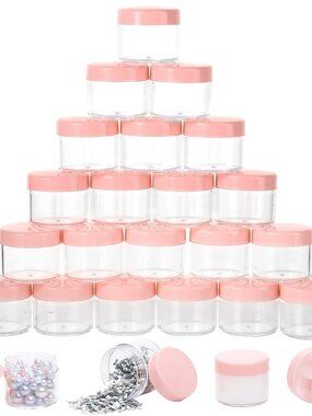 15g Pink Refillable Cosmetic Sample Jars w/Lids Small Plastic Container 10 Piece